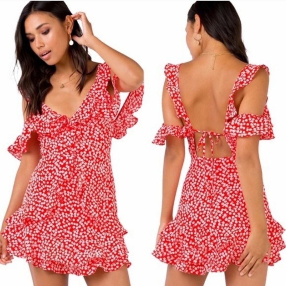 Princess Polly Dare To Dream Red Floral Mini Dress
